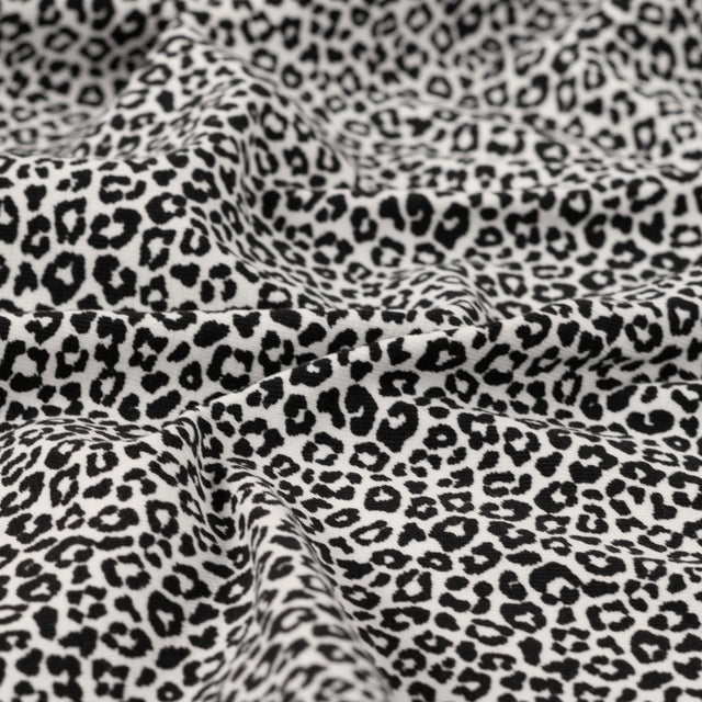 Pocket Panther Ecru Animal Print Knitted Cotton Jersey 200gsm Dress Fabric CU