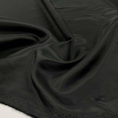 Plain Black Polyester Viscose Dress Fabric Polished Off Lining Close UP