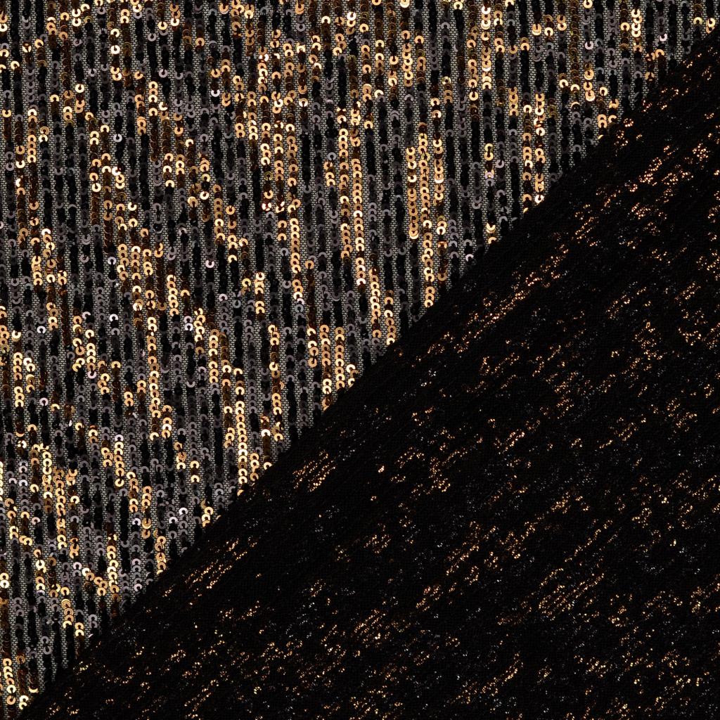 Polyester Elastane Net Fabric Bronzed Glitz Cascading Sequins Fold