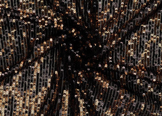 Polyester Elastane Net Fabric Bronzed Glitz Cascading Sequins Twist
