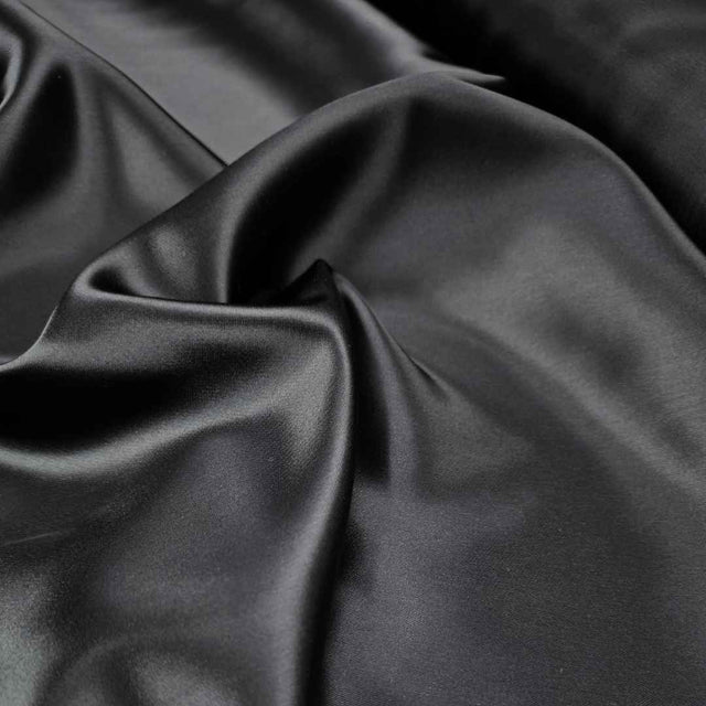Noir Lining Black Polyester Nylon Satin Fabric CU2