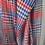 Polyester Satin Dogtooth Check Blue Black Red White Fabric Hang