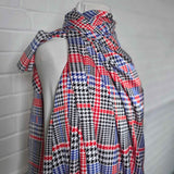 Polyester Satin Dogtooth Check Blue Black Red White Fabric Mannequin