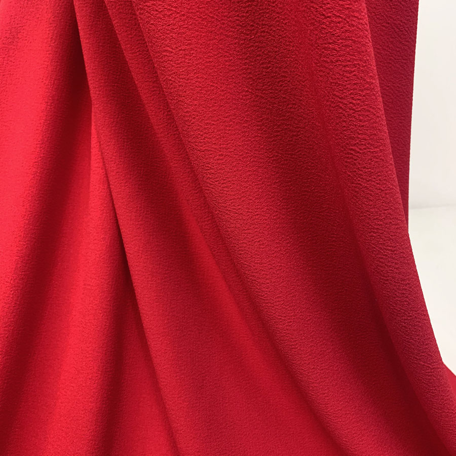 Polyester Elastane Barca Crepe Fabric Red Hang