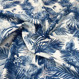 Leaf Print Cotton Fabric Poplin Print Sunset Cove Blue CU