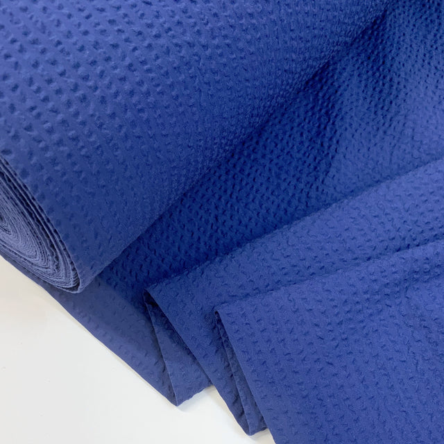Proper Seersucker Maxi Navy Cotton Blue Fabric cu