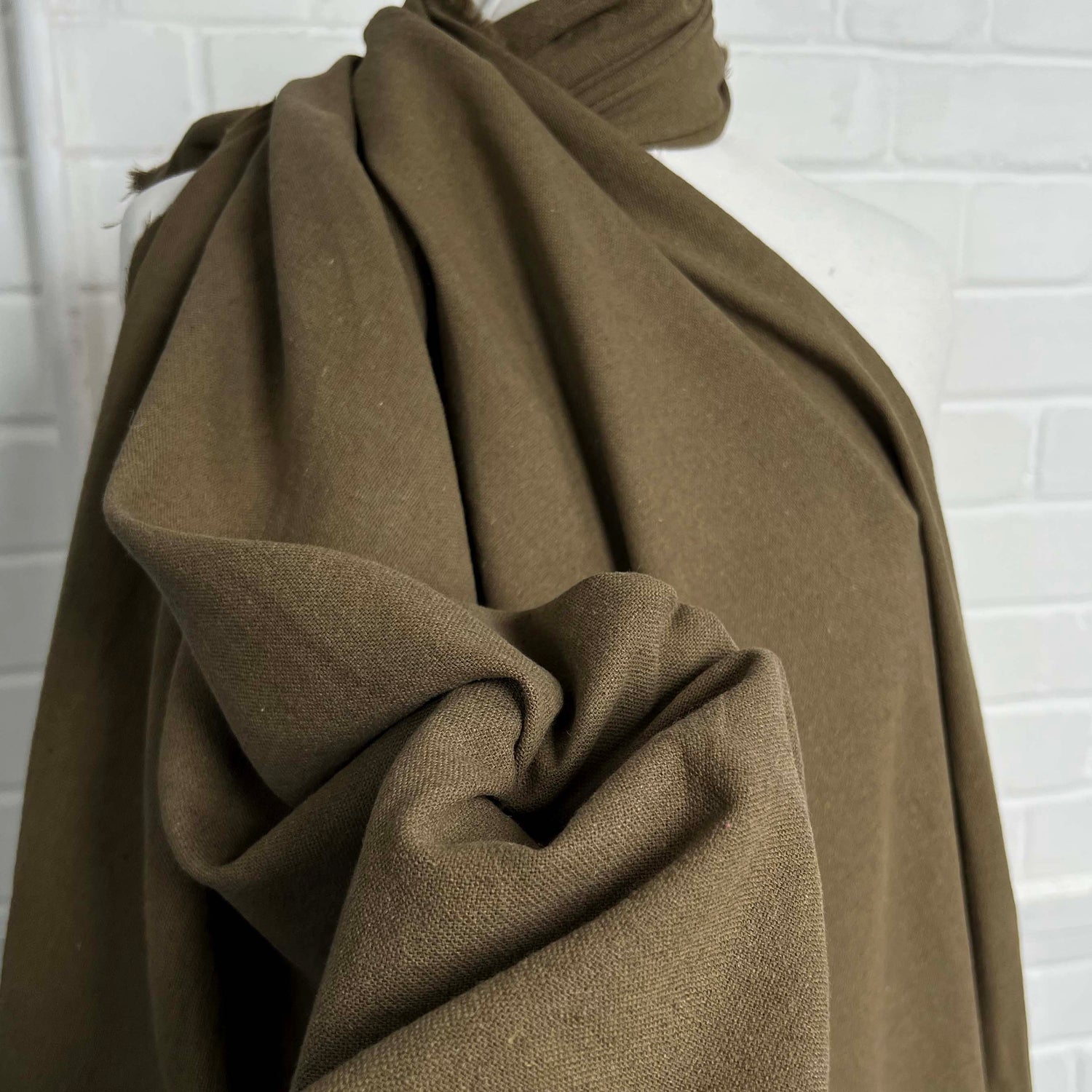 Cotton Linen Bend Plain Woven Fabric Proper Graft Khaki CU