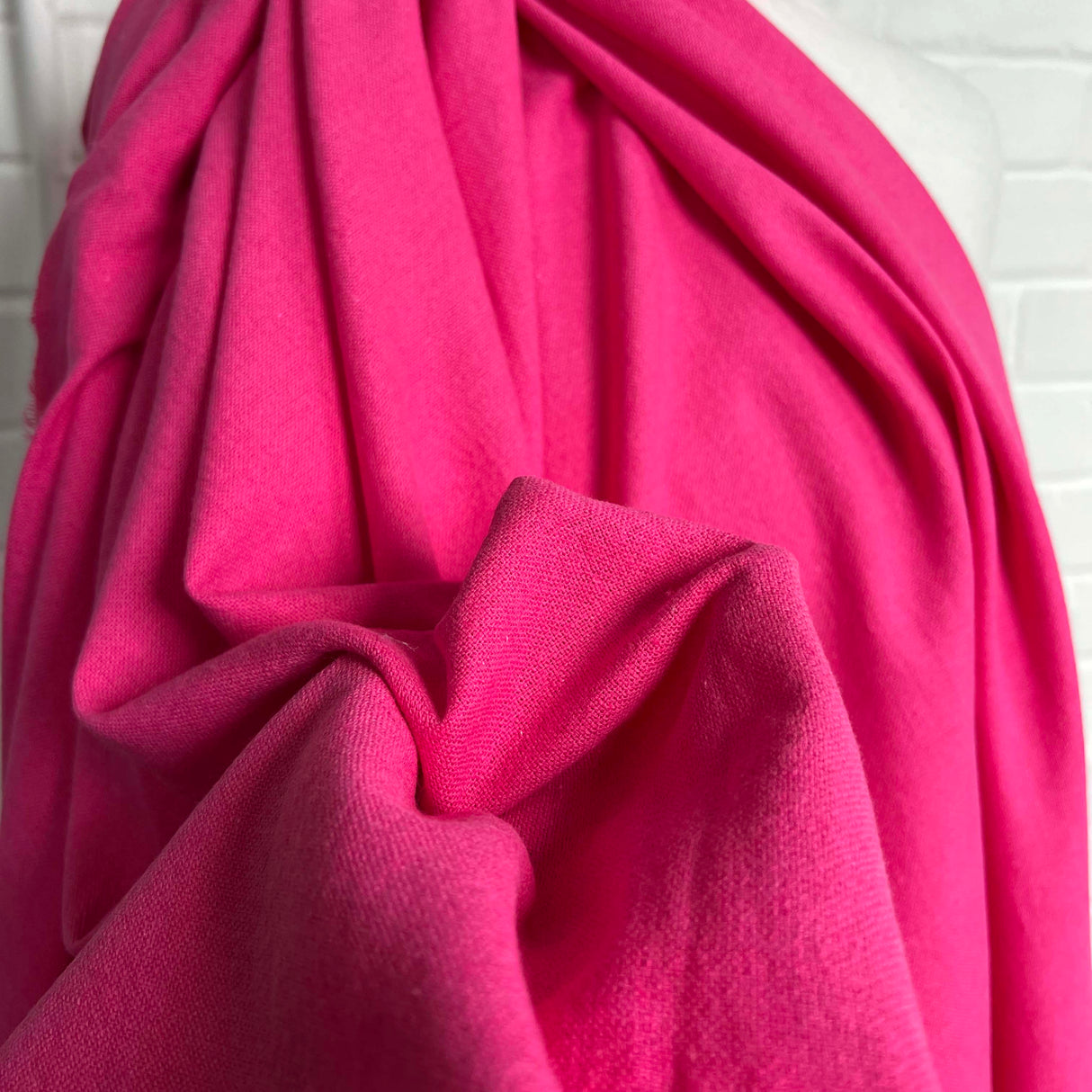 Fuschia Cotton Linen Blend Plain Woven Fabric Proper Graft - Pink CU