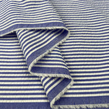 Seersucker - Henley - Blue Striped Cotton Fabric Fold
