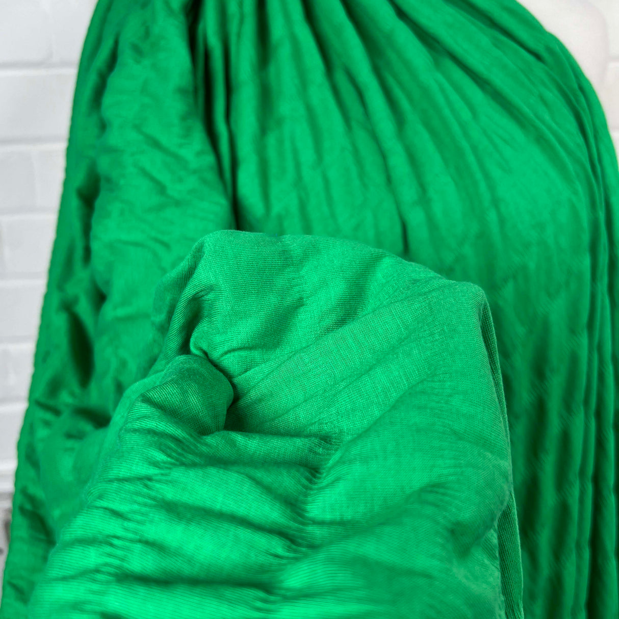 Cotton Polyester Jersey Dress Fabric Pucker Up - Green CU