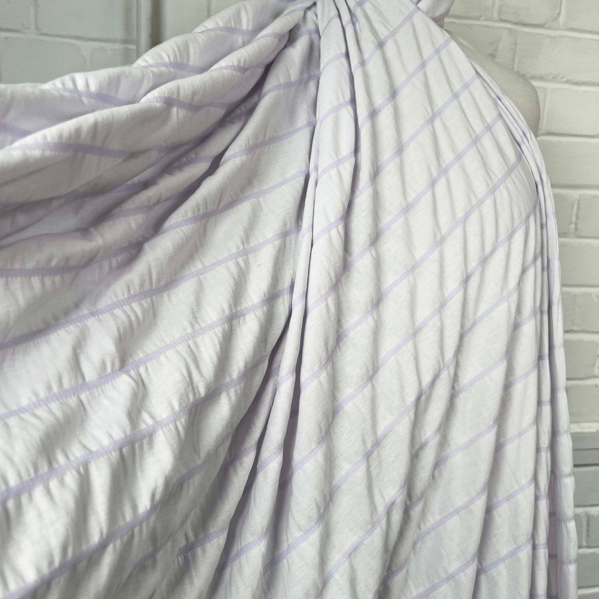 Cotton Polyester Jersey Dress Fabric Pucker Up - Lilac Stripe CU