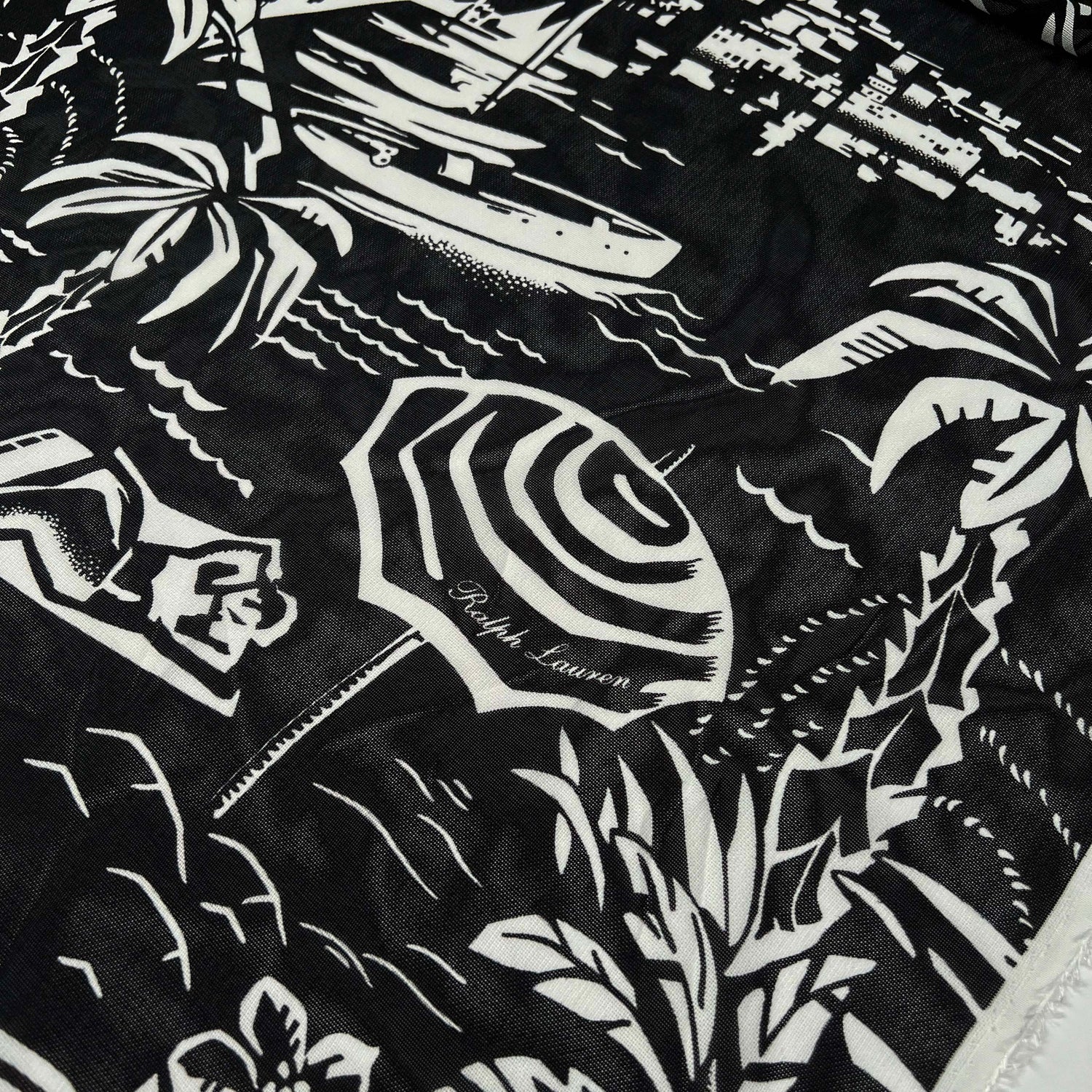 Designer Italian Black White Holiday Print Dress Fabric Ralph Silk Cu