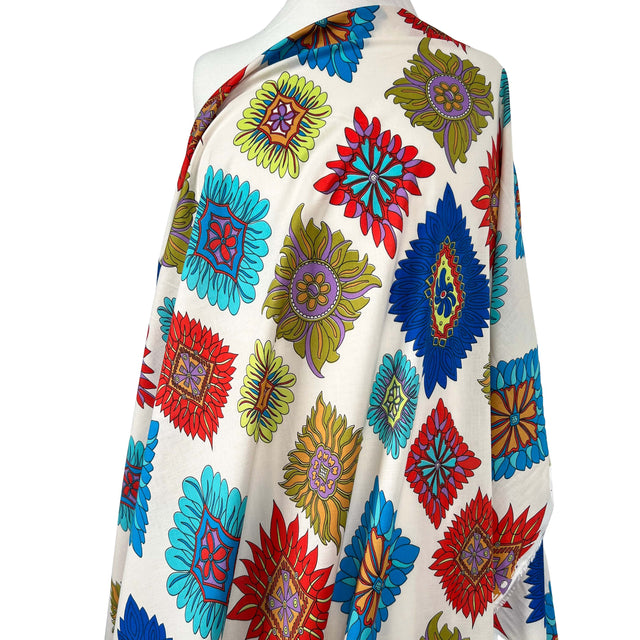 Ray Of Colour Italian Cotton Abstract Multi Floral Sundalia Fabric Mannequin