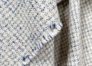 Regency Tweed Cotton Blend Blue Cream Fabric Hang