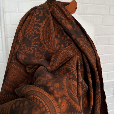 Roman Holiday Cupro Viscose Italian Paisley Rust Dress Fabric CU