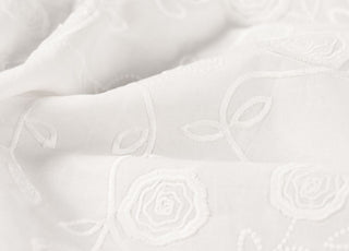 Rosalie White Embroidered Cotton Poplin 160gsm Dress Fabric CU