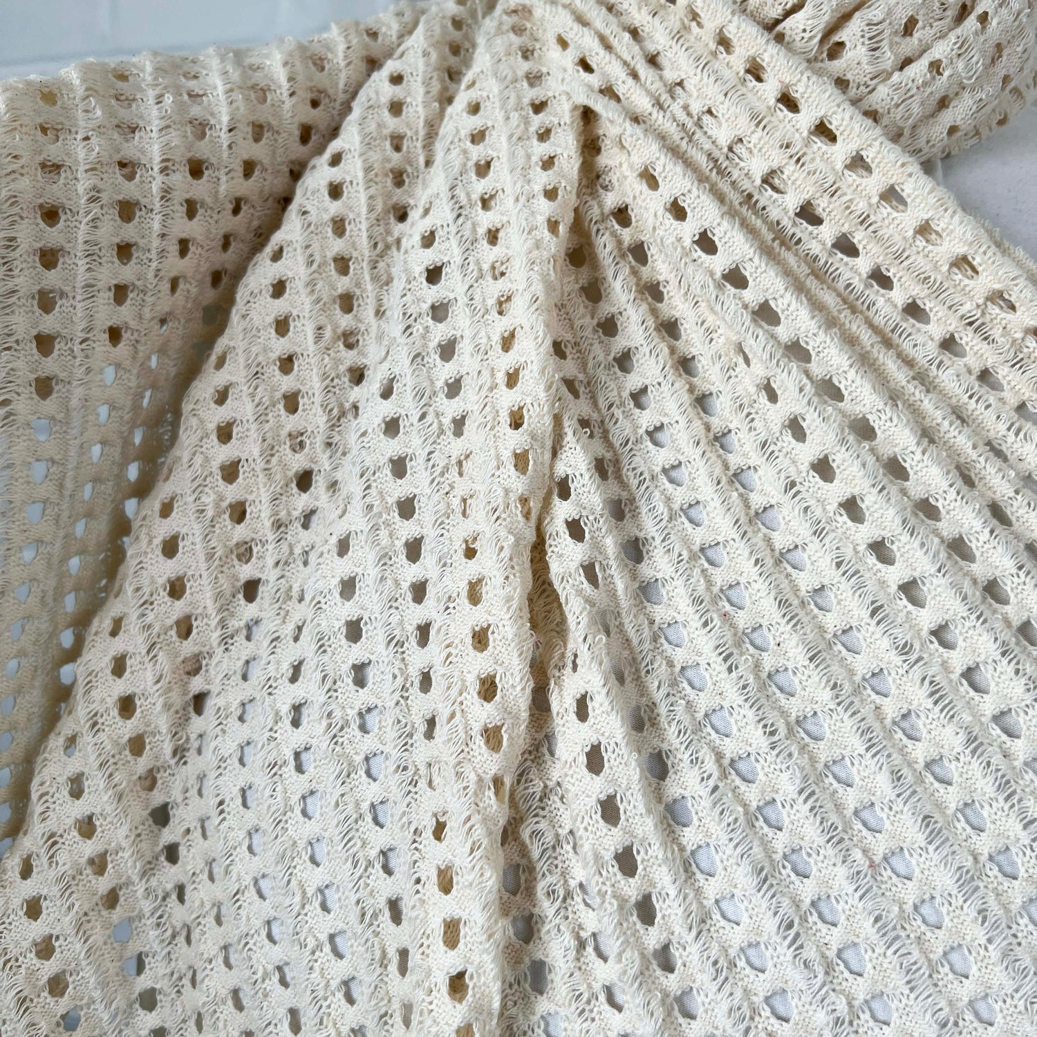 Sandy Shores Cotton Poly Cream Spanish Open Knit Fabric 