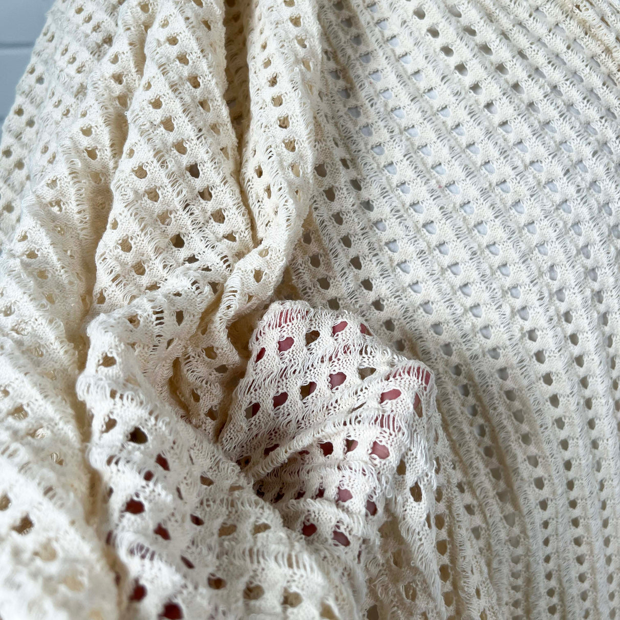 Sandy Shores Cotton Poly Cream Spanish Open Knit Fabric CU