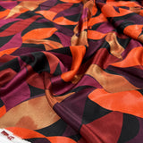 Satin Viscose - Leaves - Dark Red