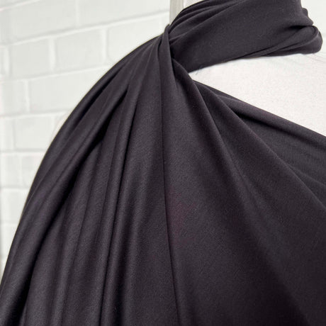 Aubergine Plain Viscose Jersey Lightweight Dress Fabric Scrunchy CU