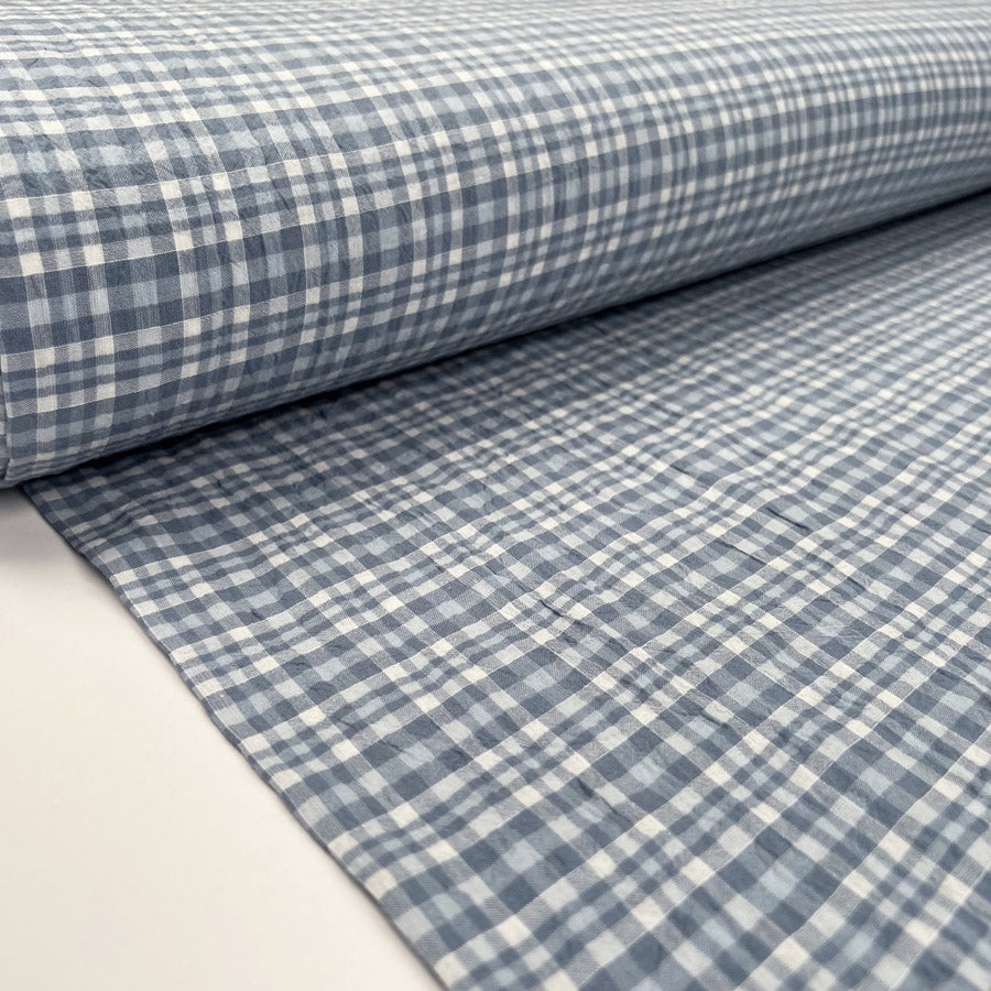 Seersucker Check - Glacial Blue
