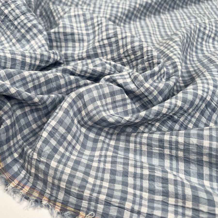 Seersucker Check - Glacial Blue
