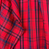 Shine On Shirting Cotton Viscose Lurex Red Blue Black Check Fabric Hang