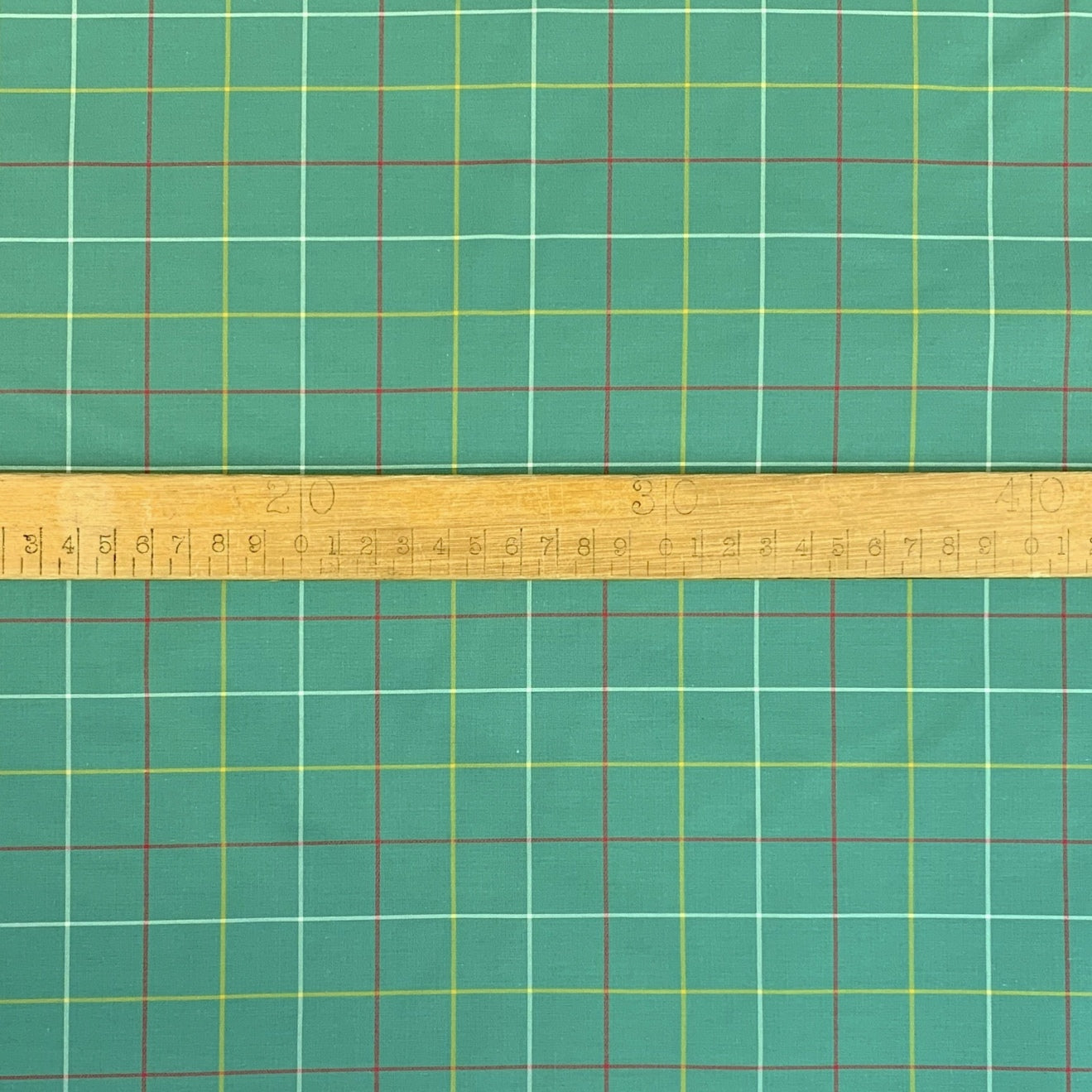 Shirtly James Green Yellow Red Checked Cotton Fabric Ruler