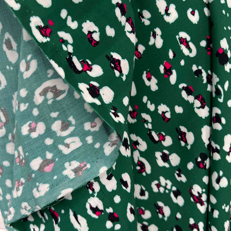 Signature Viscose Aria Green White Abstract Dress Fabric Fold