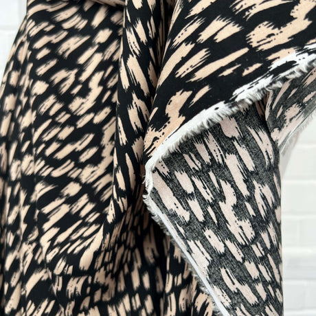 Signature Viscose Elodie Black Fawn Abstract Dress Fabric Fold