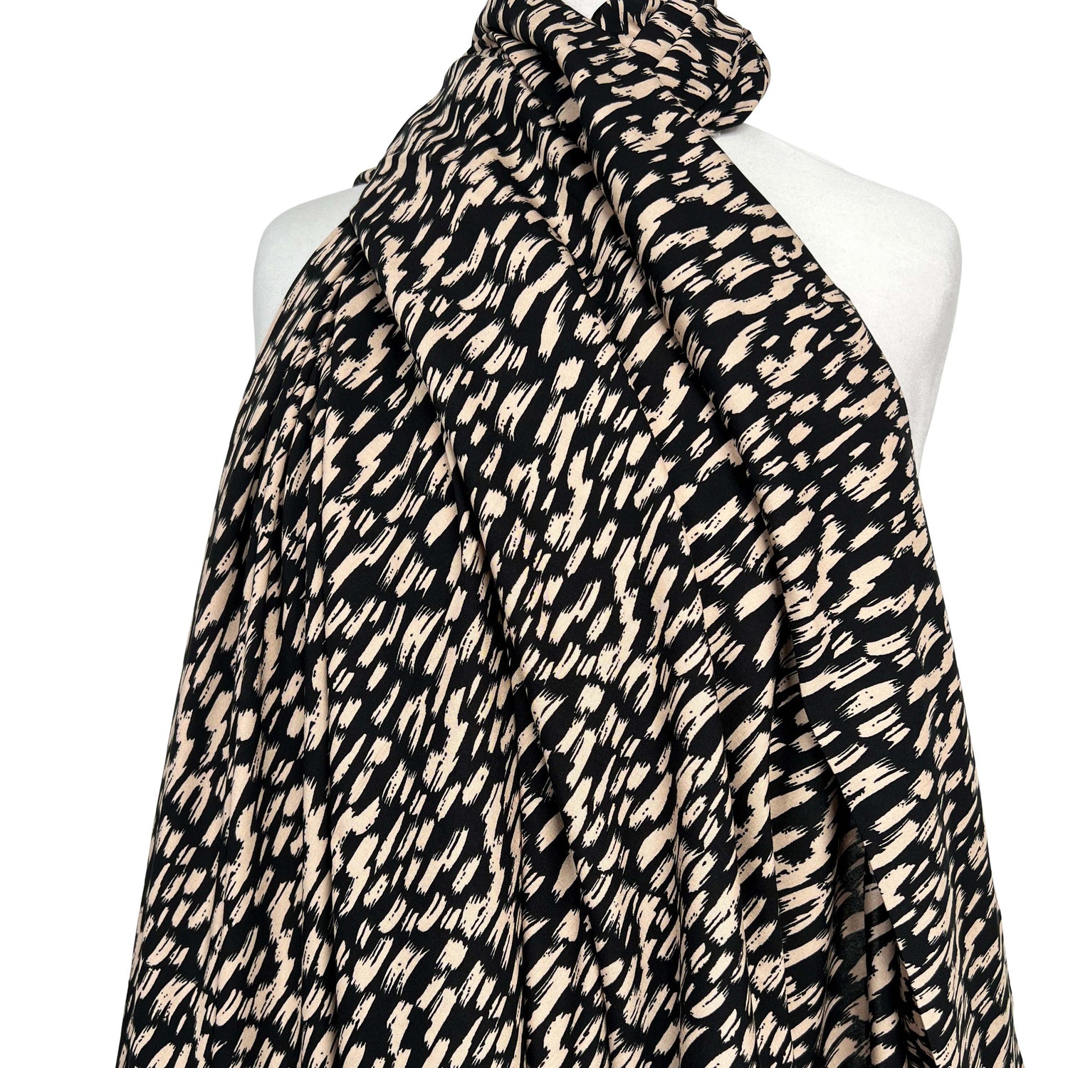 Signature Viscose Elodie Black Fawn Abstract Dress Fabric Mannequin