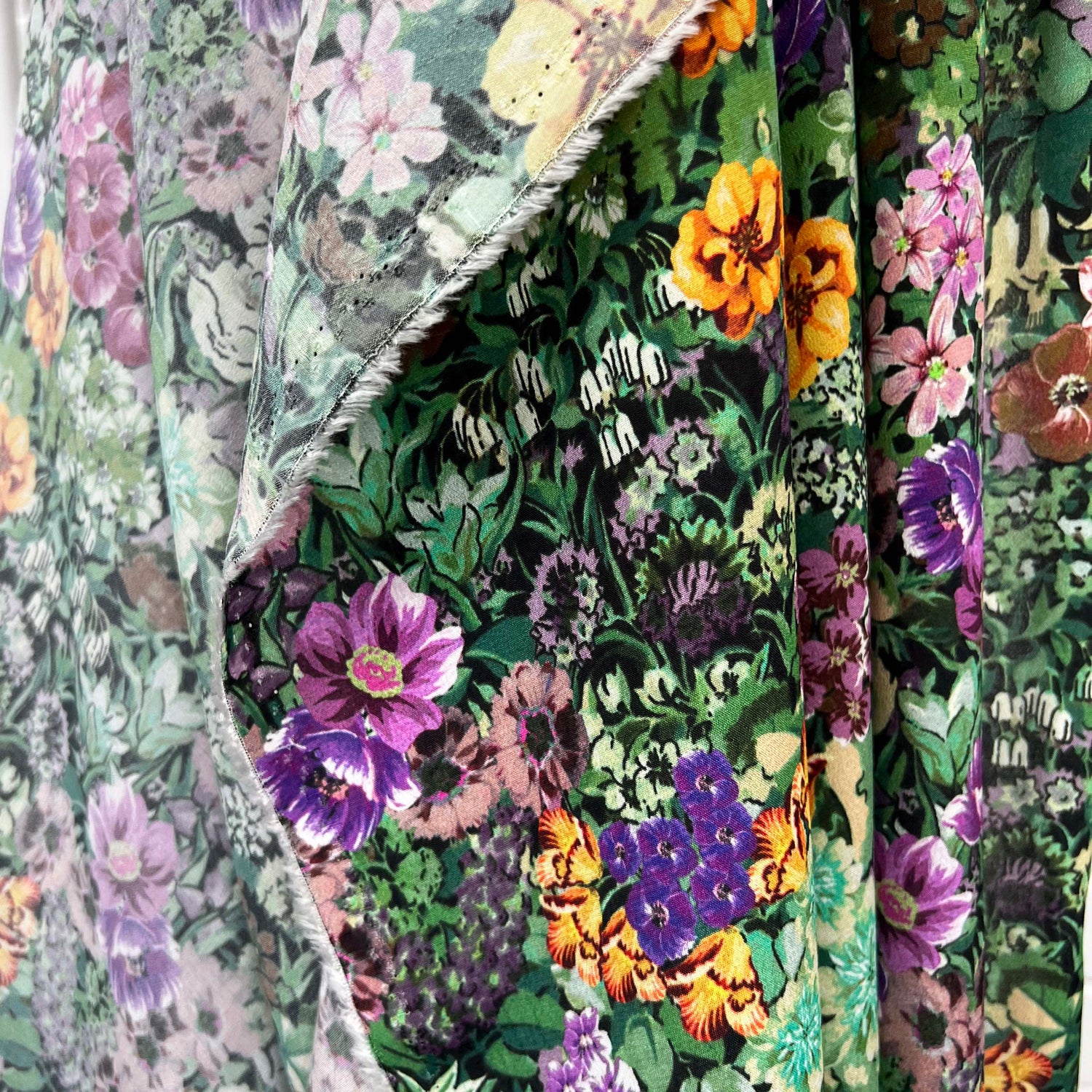 Signature Viscose Florence Floral Green Dress Fabric Fold