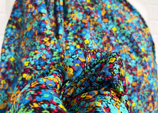 Signature Viscose Freya Aqua Gold Abstract Dress Fabric CU
