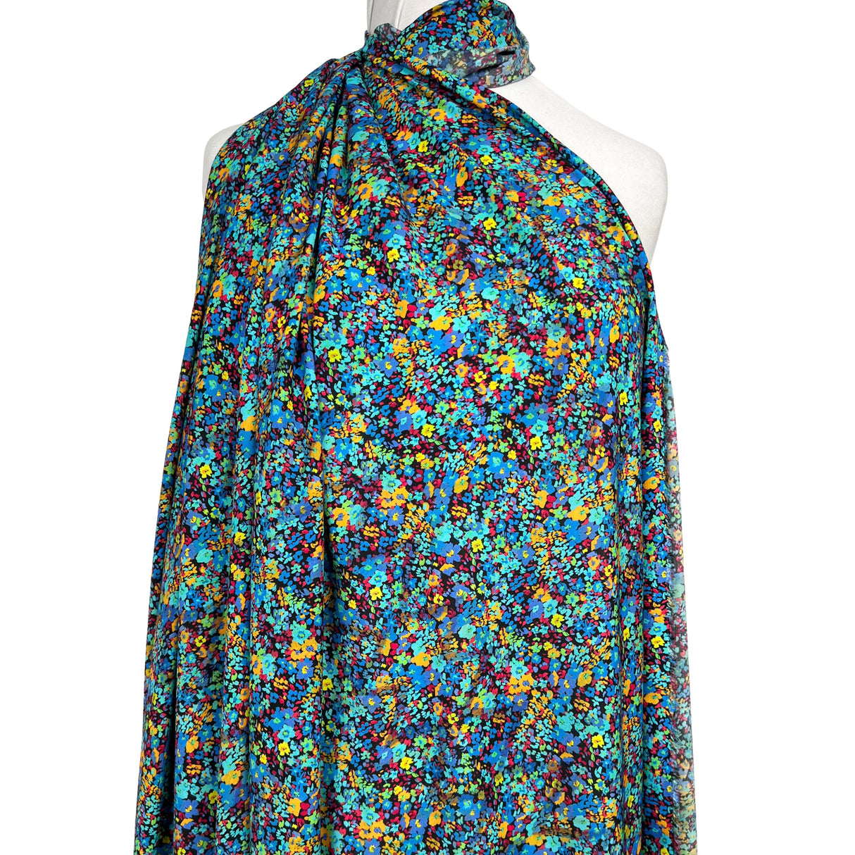 Signature Viscose Freya Aqua Gold Abstract Dress Fabric Mannequin