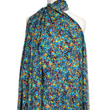 Signature Viscose Freya Aqua Gold Abstract Dress Fabric Mannequin