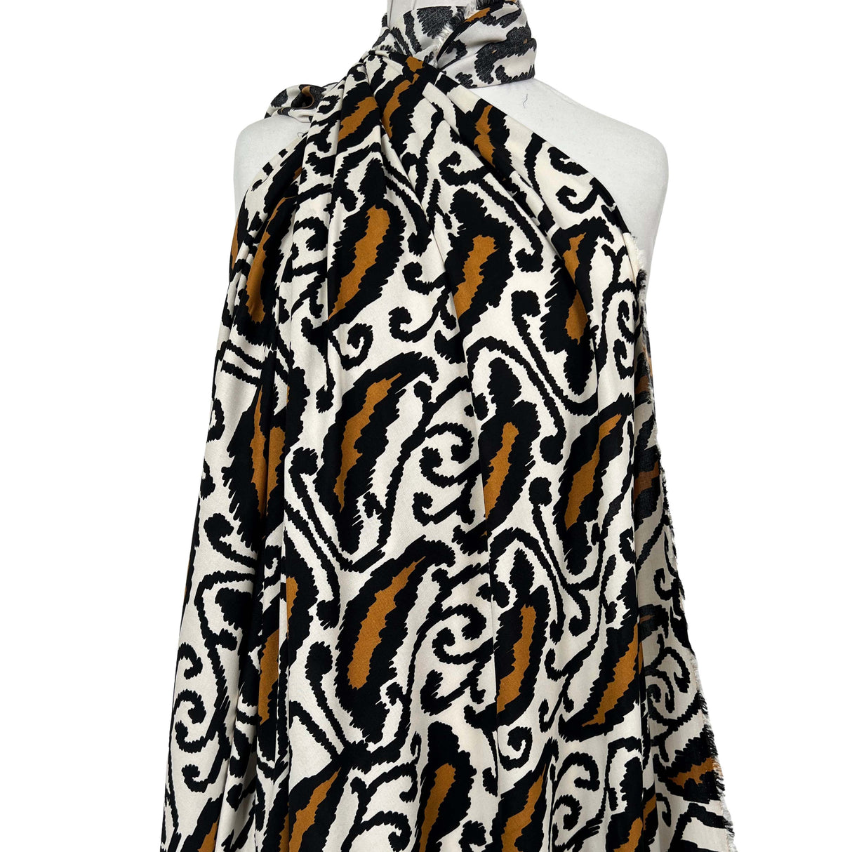 Signature Viscose Hazel Cream Tan Abstract Dress Fabric Mannequin