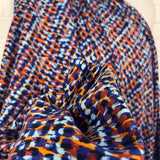 Signature Viscose Mosaic Blue Orange Abstract Dress Fabric CU