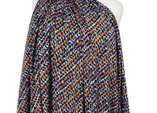 Signature Viscose Mosaic Blue Orange Abstract Dress Fabric Mannequin
