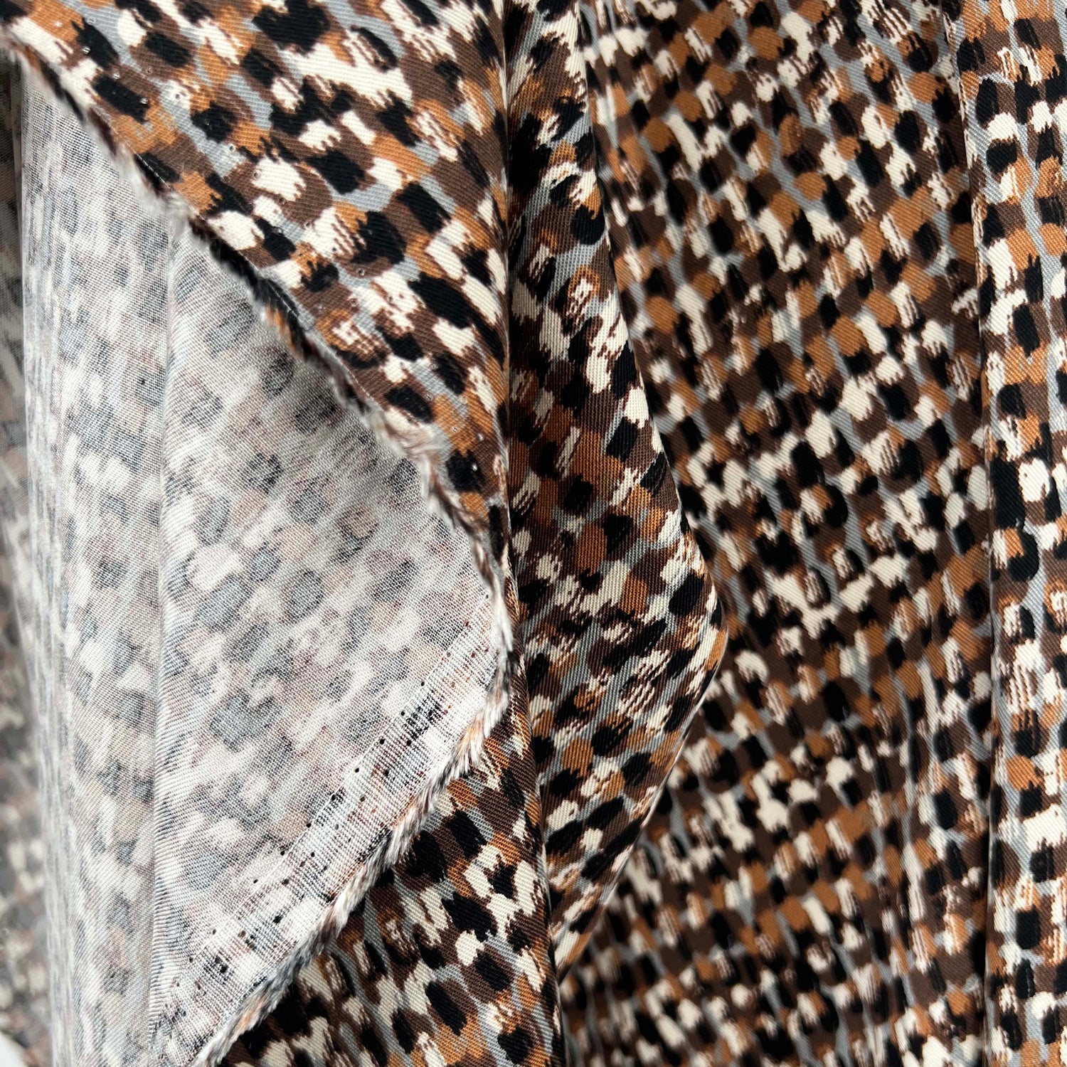 Signature Viscose Mosaic Brown Tan Abstract Dress Fabric Fold