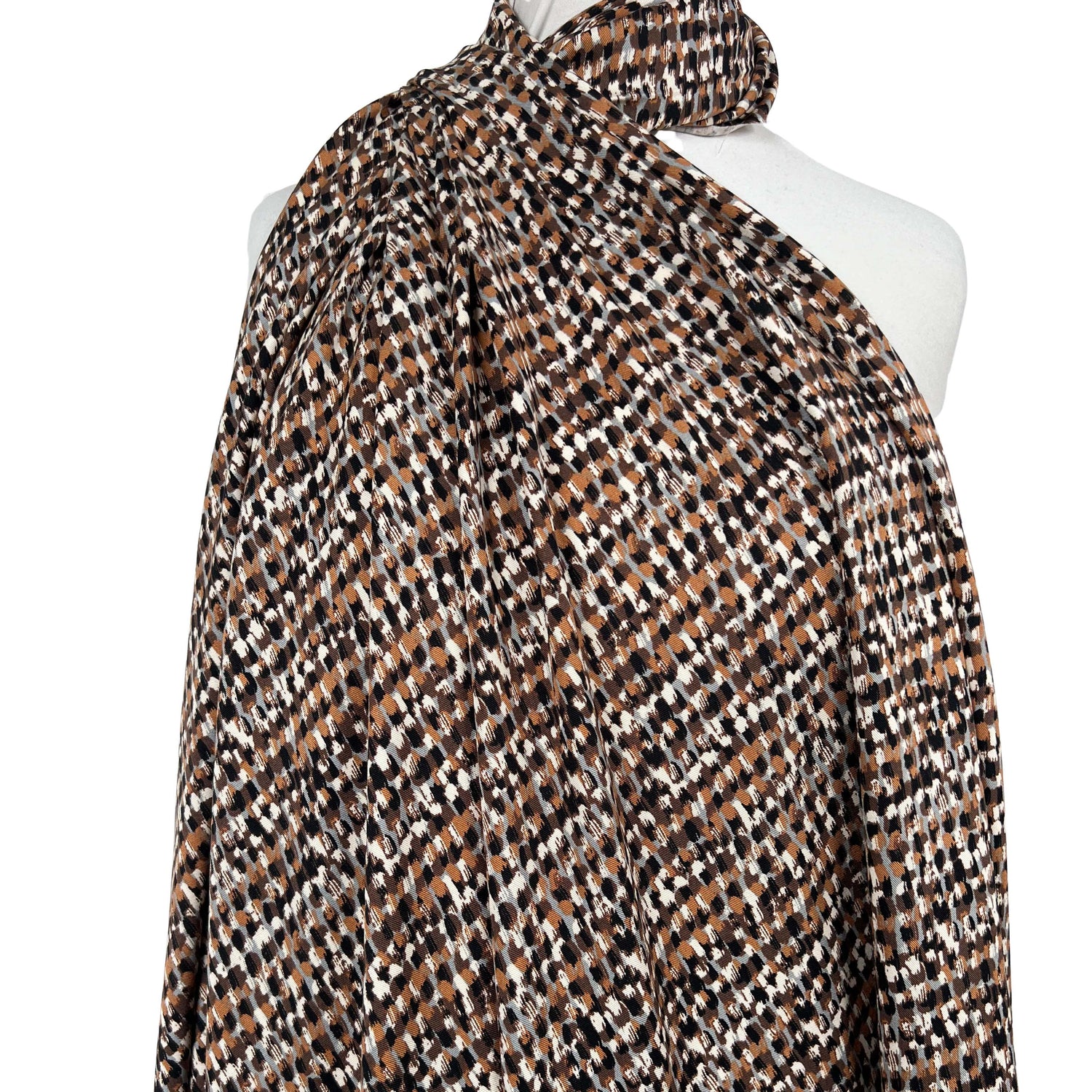 Signature Viscose Mosaic Brown Tan Abstract Dress Fabric Mannequin