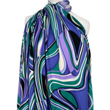 Signature Viscose Orbit Jade Purple Abstract Dress Fabric Mannequin