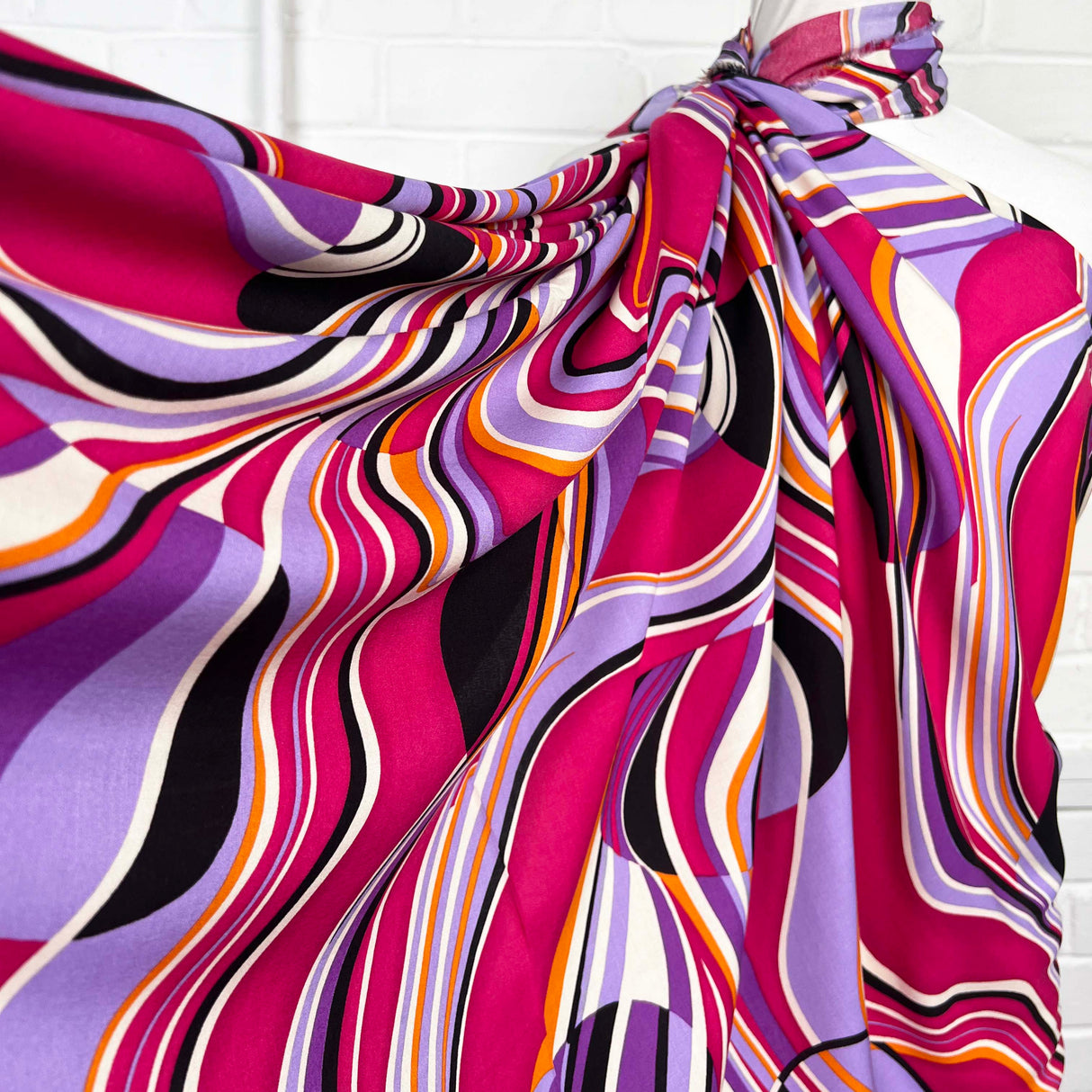 Signature Viscose Orbit Pink Purple Abstract Dress Fabric CU