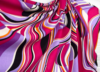 Signature Viscose Orbit Pink Purple Abstract Dress Fabric CU
