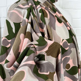 Silk Crepe De Chine Maisie Italian Pink Green Camo Fabric CU