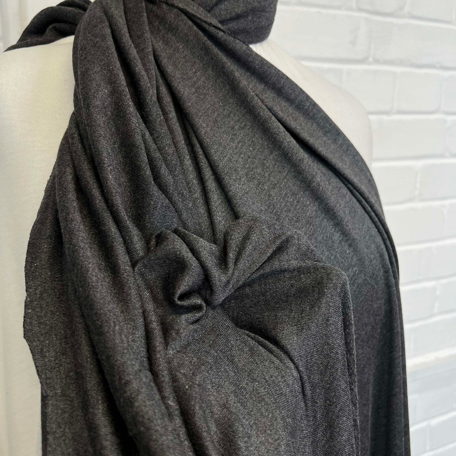 Silk Jersey Grey Marl Viscose Plain Dress Fabric CU