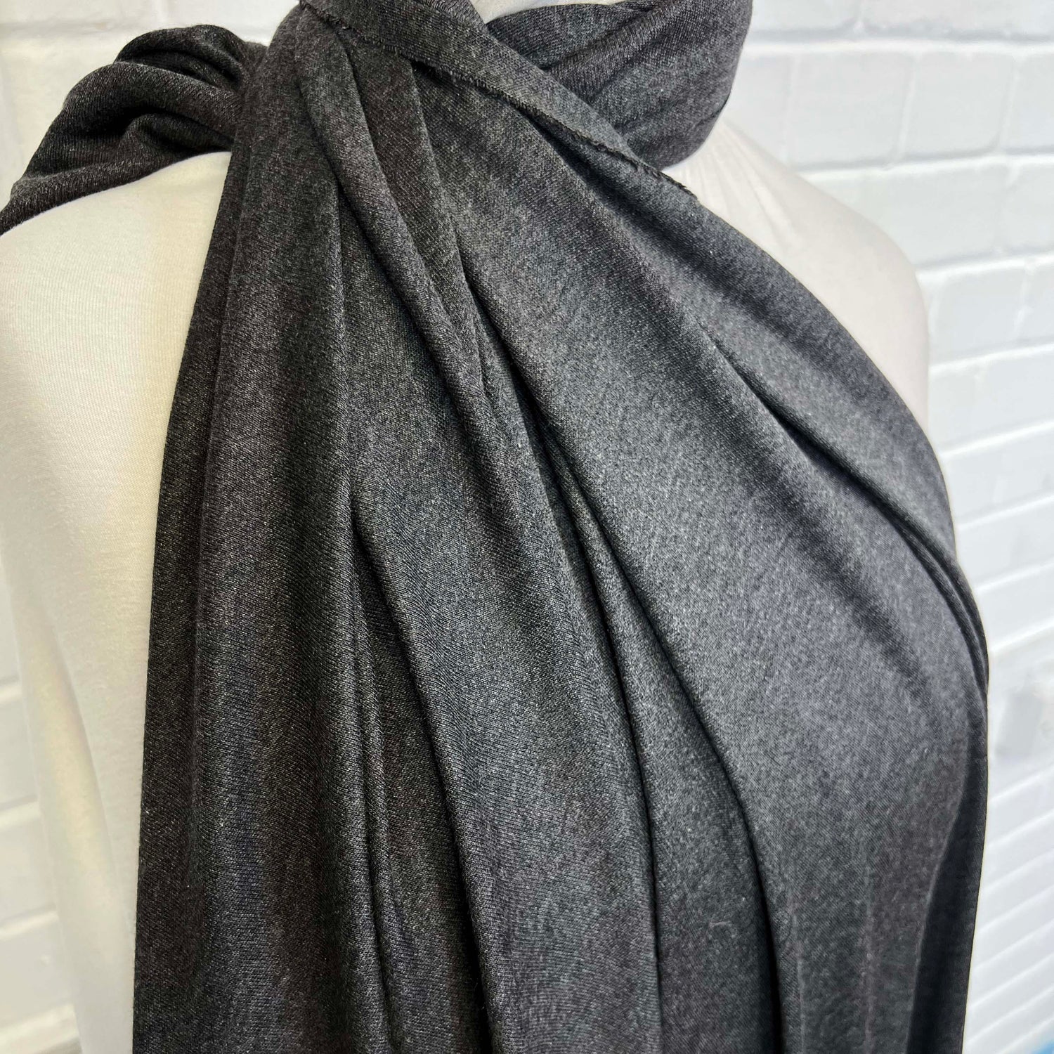 Silk Jersey Grey Marl Viscose Plain Dress Fabric CU