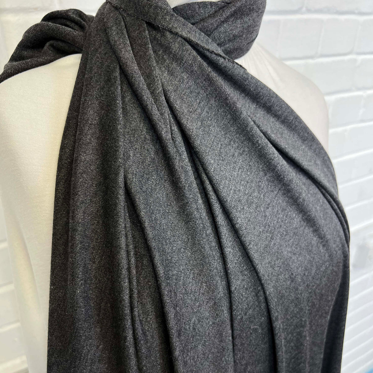 Silk Jersey Grey Marl Viscose Plain Dress Fabric CU