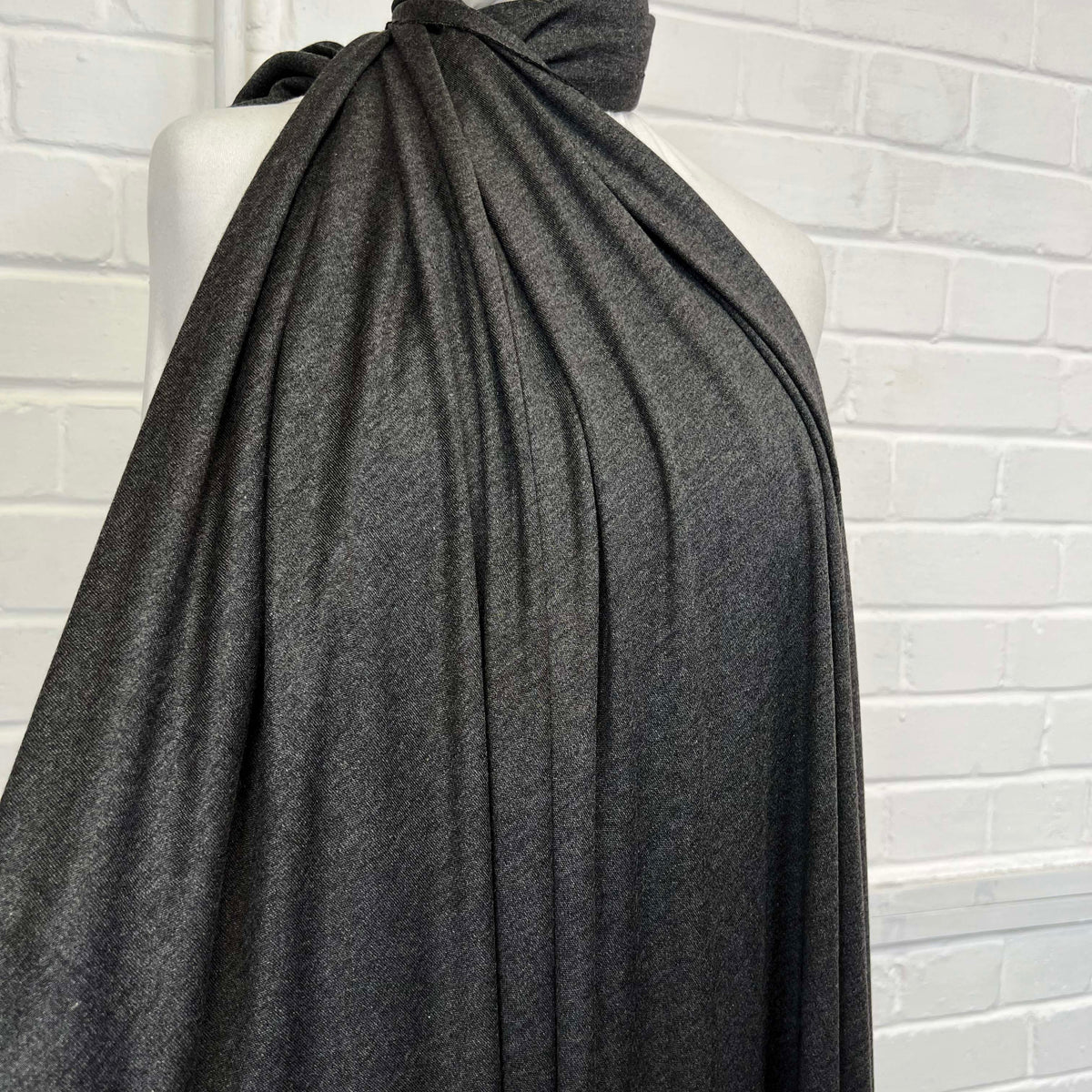 Silk Jersey Grey Marl Viscose Plain Dress Fabric Mannequin