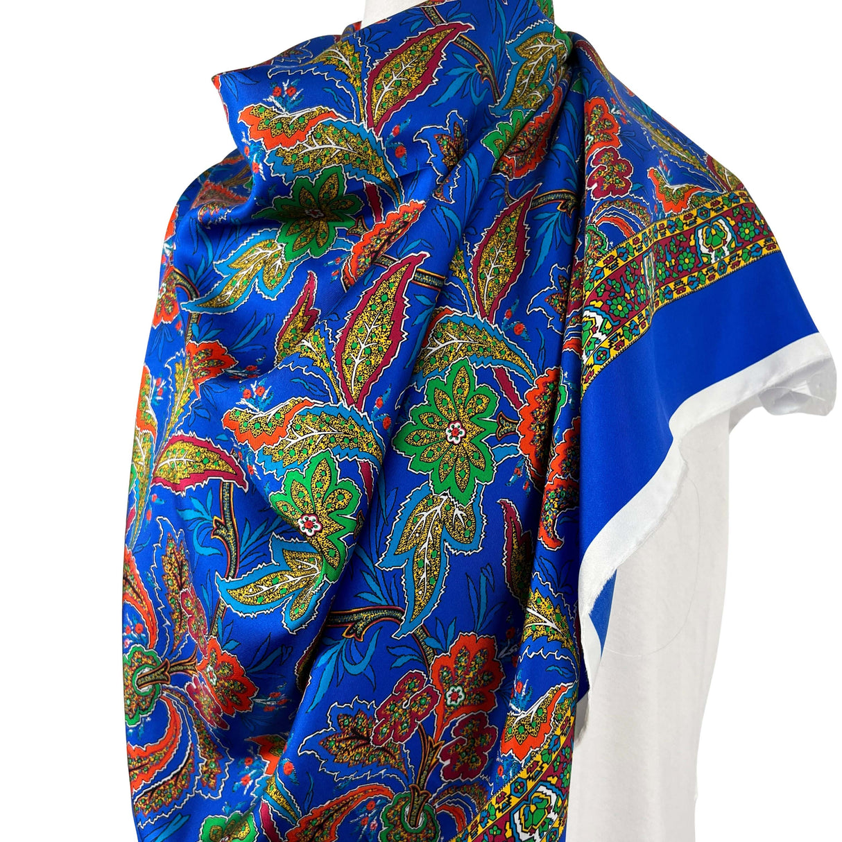 Silk Panel Genevieve Blue Ex Designer Italian Fabric Side