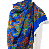 Silk Panel Genevieve Blue Ex Designer Italian Fabric Side